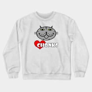 Heart Chonks - Grey Tabby Cat Crewneck Sweatshirt